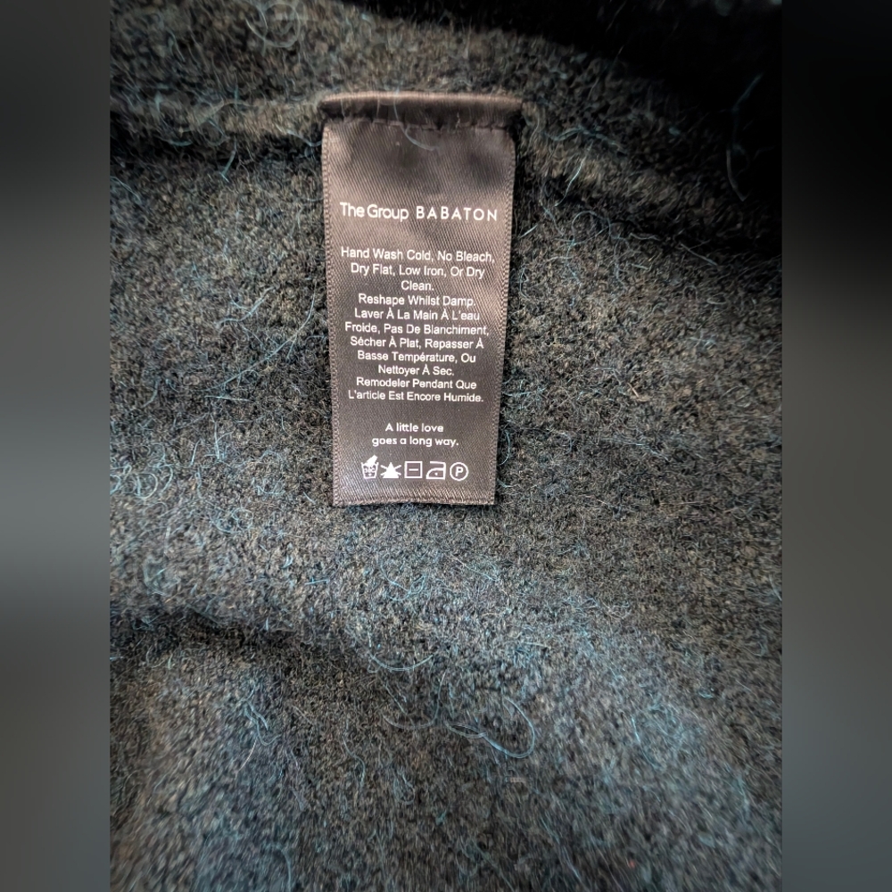 Aritzia Babaton Lucky Sweater Dark Green Alpaca Wool Blend Faux Wrap Top Size L - Picture 8 of 9